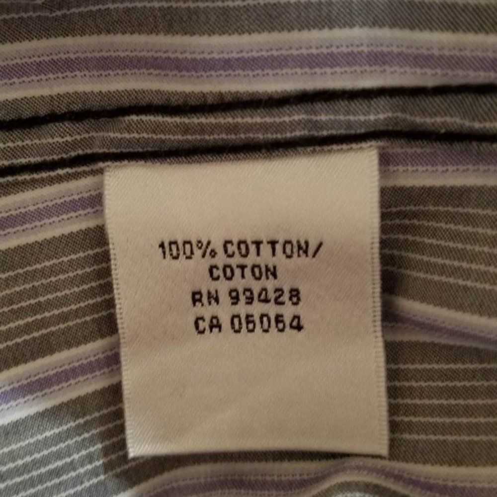 Luxury Men's Bugatchi  Striped Button Down Dress Shirt Size XXL - Picture 7 of 11